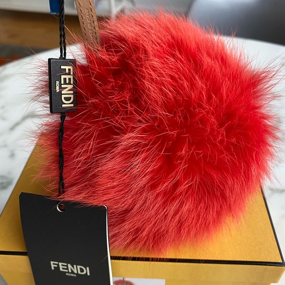 Fendi Tangerine Fox Fur Bugs Keychain - Picture 3 of 8
